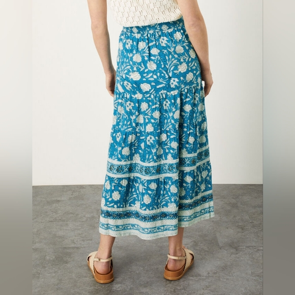 NWT Monsoon ARTISAN STUDIO Woodblock Print Skirt Blue - Picture 3 of 14